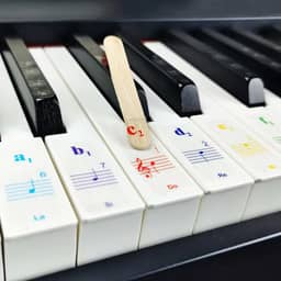 Adesivos de teclado de piano para teclas 88/61/54/49/37. Colorido, bastão, notação musical numerada; conjunto completo de notas musicais para teclas brancas e pretas; transparentes e removíveis