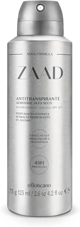 Desodorante Antitranspirante Aerossol O Boticário Zaad 75g com Bergamota da Itália e Cedro dos Estados Unidos