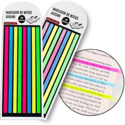 Kit 2 Adesivo Marcador De Linhas, Marca Páginas Colorido, Bloco Adesivo Para Sublinhar Textos, 320 Fitas, Livro, Fichário, Caderno