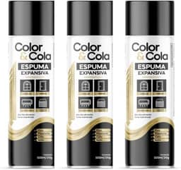 Espuma Expansiva Selante Vedante Reparo Acustivo Preenchimento Uso Geral PU Profissional 500ml Com aplicador - Kit 3 Unidades