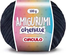 Linha Amigurumi Chenille - Circulo - 100g - 110 metros - 909 TEX (8990-Preto)