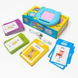 Brinquedo Educativo Bilíngue Infantil: Aprenda Inglês e Espanhol com Cartas Interativas e Sons - Ideal para Crianças de 1 a 5 Anos - Certificado INMETRO | COR: AZUL