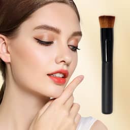 Pincel de base de topo plano para maquiagem líquida e creme, cerdas macias densas para mistura sem costura e aplicação impecável no rosto