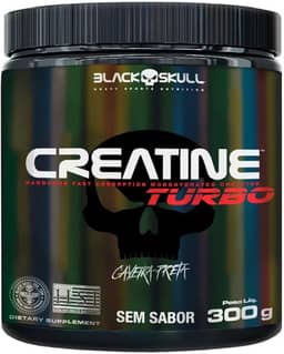 Creatine Turbo – sem sabor - Pote 300g - Black Skull - Suplementação para Treino, Performance, Ganho Muscular, Hipertrofia, Força e Resistência