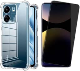 Kit Capa Anti Impactos para Xiaomi Redmi Note 14, Película 5D Privacidade Anti-Curioso, Kit Aplicação, Case Proteção da Câmera, Bordas Antiquedas