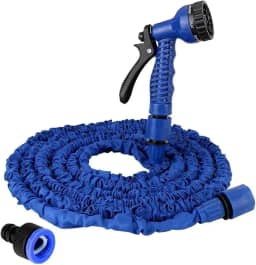 Mangueira Jardim Expansível 12 Metros, Super Resistente com 7 Tipos de Jatos d'Água - Versátil para Jardim, Quintal e Limpeza (Azul)