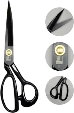 Tesoura Alfaiate Costura Reforçada Titanium Profissional 9'' Artesanato Teflon Cortar Tecido Aço Alemão