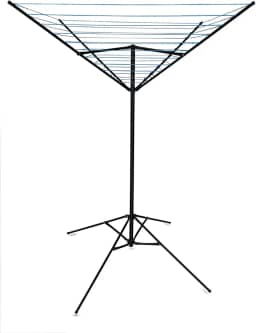 Varal De Chão Aço Carbono Retrátil Giratório Reforçado 11 Cordas Durável Preto Varal Sul Único