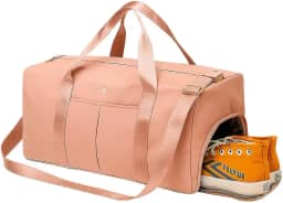Bolsa Mala de Viagem Super Grande 40L – Poliéster Resistente, 5 Compartimentos com Zíper, Bolso Impermeável, Alças Removíveis, Transversal Unissex (Rosa)