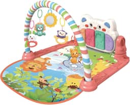 Maxi Baby Tapete de Atividades Com Piano e Andador 3 em 1 Para Bebê Smile Rosa