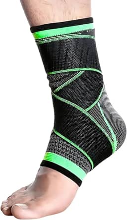 Tornozeleira de Compressão Ortopédica Ajustável – Alívio de Dores, Suporte 360°, Anti-Derrapante – Ideal para Esportes, Corrida e Lesões