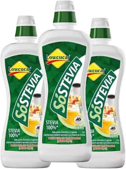 3 Adoçante 100% Só Stevia Liquido 65ml Lowçucar
