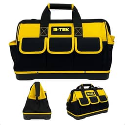 Bolsa de Ferramentas Profissional Impermeável 16 Compartimentos Maleta Organizador Portátil Preta e Amarela com Fundo Reforçado para Eletricista, Carpinteiro e Uso Diário