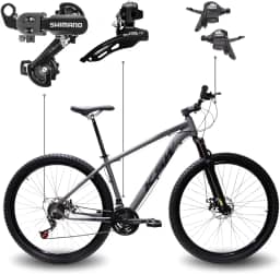 Bicicleta Aro 29 KSW XLT 100 21 Marchas Shimano Quadro Alumínio Freio Hidráulico MTB