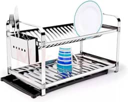 Escorredor de Louças 20 Pratos com Porta Talher Inox e Bandeja Mak-Inox 2220
