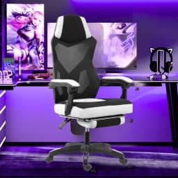 Cadeira Gamer Fox Racer Design Estilo Gamer Tecido Respirável Design Ergonômico (Branco/Preto)