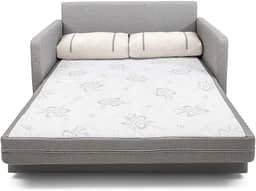 Sofá-cama Herval Aurora, com Colchão de Casal, 2 Lugares, Linho Chumbo