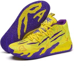 Tênis de basquete unissex, calçados esportivos respiráveis ​​com design multicolorido, tração dinâmica, conforto o dia todo para quadras internas/externas