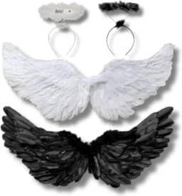 Fantasia Tiara E Asas De Anjo Adulto Juvenil Festa Halloween Carnaval Luxo Feminino