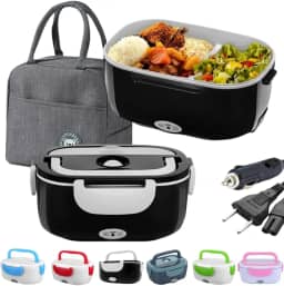 Marmita Elétrica Portátil 12V/127V com Aquecimento, Bolsa Térmica Inclusa (Preto)
