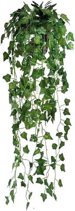 Vaso com Folhagem Pendente de Heras Trepadeira Artificial Folhas Caídas