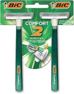 BIC Aparelho De Barbear Comfort 2 Lâminas Pele Sensível 835385 Com Fita Lubrificante Verde Pacote De 2