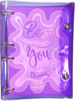 DAC - Caderno Argolado Colegial PVC Cristal com 192 Folhas Fechamento em Botão - Breeze Roxo