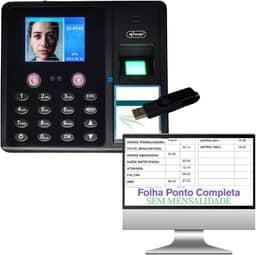Relógio Ponto Reconhecimento Facial com Programa de Gerenciamento Sem Mensalidade e Pendrive