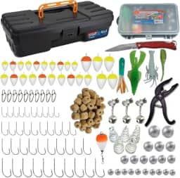 Caixa De Pesca Mini Estojo Boias Anzol Chumbos Canivete Sino