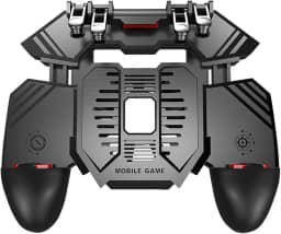Controle de Jogo Móvel AK77 Gamepad PUBG com Gatilho 6 Dedos Cooler Fan Sensível para Celular IOS Android Recarregável via USB Design Ergonômico