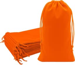 Mandala Crafts Sacos de cordão de veludo laranja 10 x 25 - 50 bolsas longas de veludo com cordão a granel para lembrancinhas de festa e casamento, embrulho de presente e embalagem de garrafa de vinho