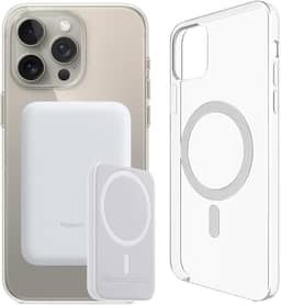 Carregador Portátil + Capa Magnética por Indução Compatível com Magsafe para iPhone 15, 15 Pro Max e 15 Plus (iPhone 15 Pro Max)