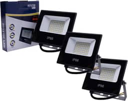 Kit 3 Refletor Led SMD IP66 100W Luminaria Holofote 6000k Prova D' Agua Branco Frio Bivolt 110/220V