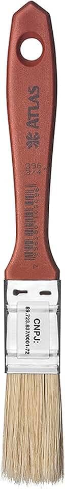 Atlas - Trincha Média de 3/4" com Cerdas Brancas Selecionadas para Pintura em Verniz e Stain.