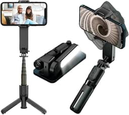 Estabilizador Celular Gimbal Bluetooth 1 Eixo - Luz Led De Preenchimento Dobrável/Tripe 360°