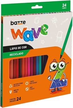 Lapis Cor Bazze Wave Reciclado Sextavado 24 Cores