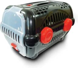 Furacão Pet Luxo Caixa de Transporte, Preto/Vermelho, 1