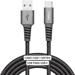 Cabo USB-C 1 Metro Tipo C Turbo 60W Ultra Rapido Reforçado Android e Iphone Notebook Tablet Qualidade Premium Carregamento Transferência de Dados