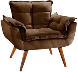 POLTRONA OPALA PÉ PALITO 01 LUGAR MARROM HOME DECORAÇÕES