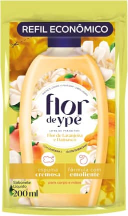 Flor de Ypê Sabonete Líquido, Flor de Laranjeira e Damasco, 200ml (Refil)