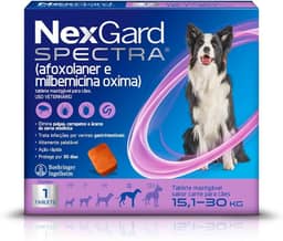 NexGard Spectra Antipulgas e Carrapatos e Vermífugo para Cães de 15,1 a 30kg - 1 tablete