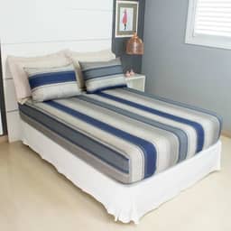 Jogo de Lençol Cama Casal 3 Peças Estampado 100% Algodão com Elástico e Toque Macio Cozzilar (Modelo 3)
