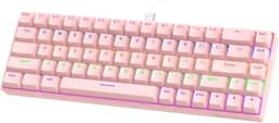 GOKOCO Teclado Mecânico com Fio 65% A1802, Gamer Switch Vermelho 68 Teclas, Iluminação RGB com 17 Modos, Hot-Swap, Teclas Anti-Ghosting Rosa Pink
