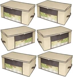 Kit 6 Organizadores Tnt Caixa Closet Roupa Cama Edredom Toalha 60cm