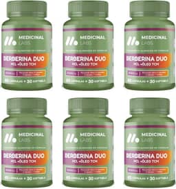 KIT 6 BERBERINA DUO 2500MG 60 CAPS E 30 SOFTGELS MEDICINAL LABS