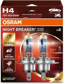 Lâmpada H4 OSRAM Night Breaker 220 64193NB220 até 220% + luz