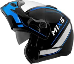 Capacete de Moto Mixs MX Captiva Route Brilhante Com Viseira Interna Solar Óculos de Sol Articulado Escamoteável Robocop Cinza Com Cinza