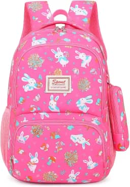 Mochila Escolar Infantil Feminina Grande Impermeável Estampada Com Estojo, Vários Compartimentos, Alças Ajustáveis, Zíper Duplo, Costas Acolchoadas, Para Notebook e Material Escolar