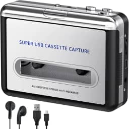 Gravador de fita cassete - Converta fita para digital MP3 digital, Walkmaner portátil com auto-reverso, conector de fone de ouvido de 3,5 mm