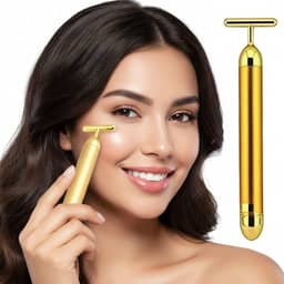 Massageador Facial T-Bar Dourado 24k Ferramenta de Beleza Antirrugas para Harmonização Facial Massagem e Lifting